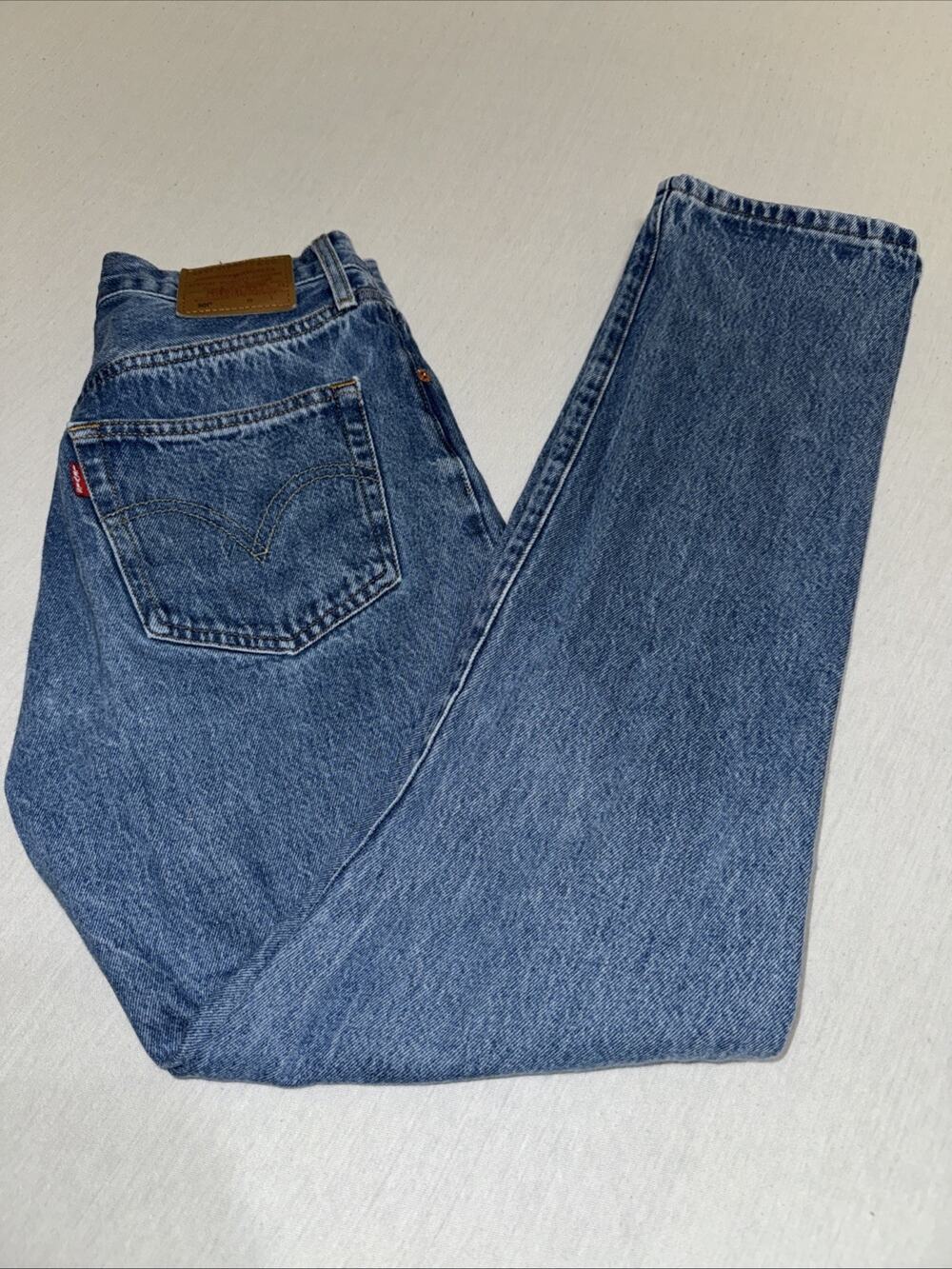 Levis 501 Jeans Women 27x30 Blue Button Fly Big E Modern Premium Faded Pants EUC